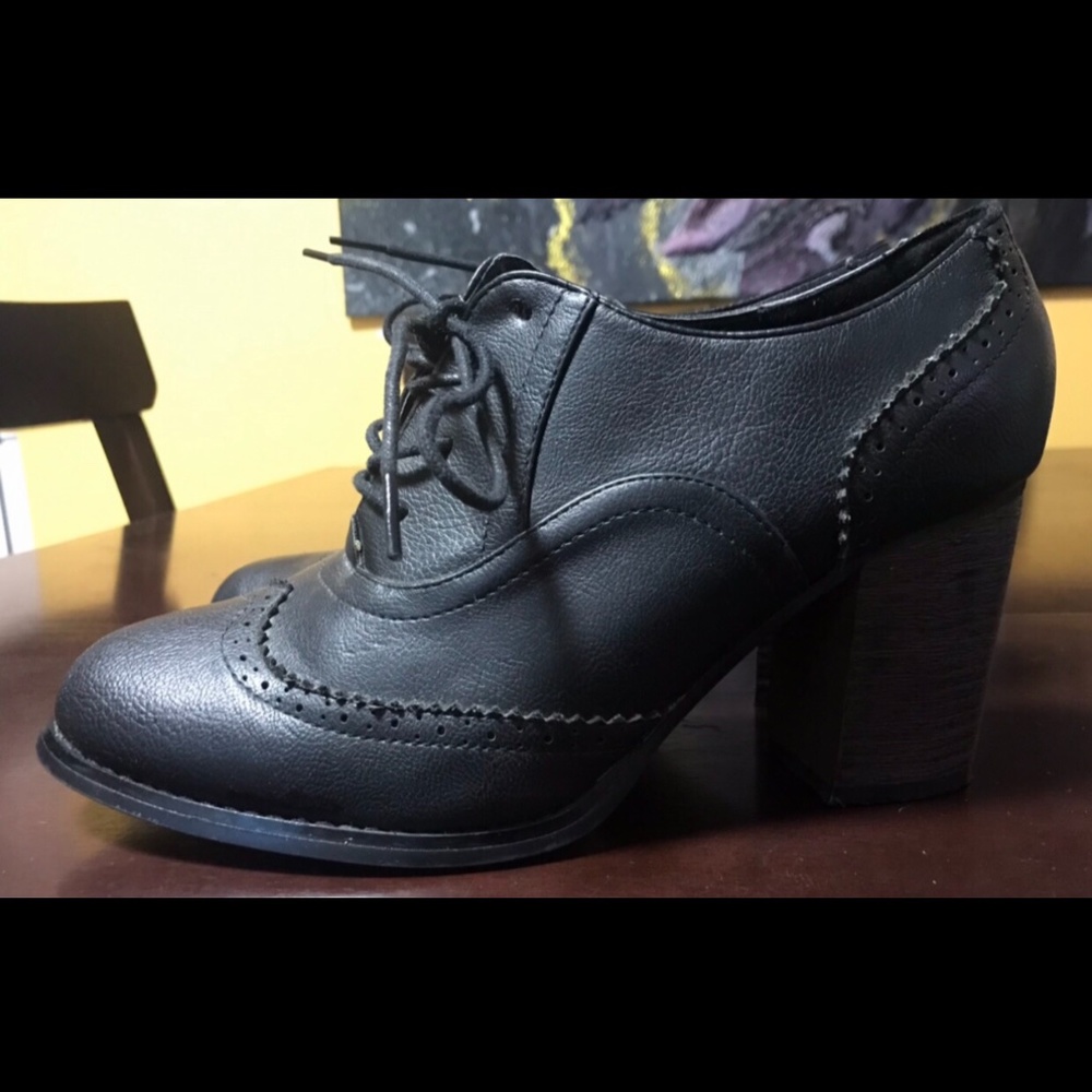 Women's vintage Oxfords Brogue Block Heel